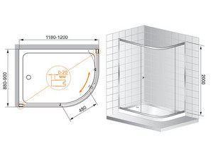 Душевой уголок CEZARES ANIMA-RH-1-120*90 L\R