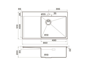 Мойка для кухни Omoikiri AKISAME 86 SIDE LG-L