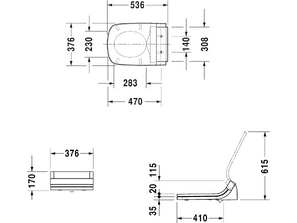 Унитаз подвесной DURAVIT DURASTYLE 376х620х345 с биде SensoWash 2542590000