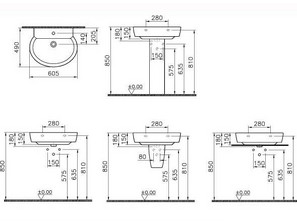 Раковина с пьедесталом Vitra Sunrise - 60 9607B003-7650