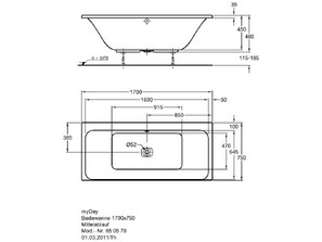 Ванна акриловая  Keramag Design myDay 170х75 F650570000
