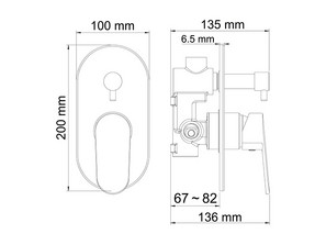 Встраиваемый  смеситель для ванны и душа Wasserkraft Donau 5341