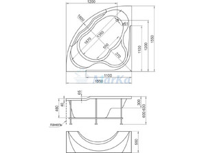 Ванна акриловая 1MarKa Grand Luxe 155*155