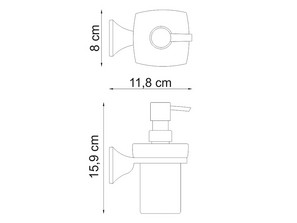 Дозатор для жидкого мыла стеклянный, 230 ml Wasserkraft Wern  К-2599