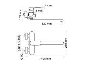 Смеситель для ванны и душа Wasserkraft Dinkel 5802L