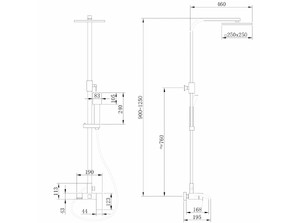 Душевая стойка  ABBER  Wasserfall AF8616B с изливом, черная матовая 