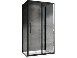 Душевое ограждение П-образное  ABBER Schwarzer Diamant AG30100B-S85B-S85B