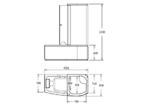 Ванна акриловая комбинированная  GEMY G8040 B R (ванна + душевая кабина)