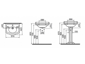 Раковина с пьедесталом Vitra  Efes 57 6155B003-0001