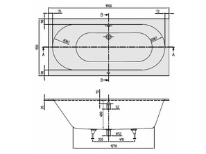Ванна квариловая  Villeroy & Boch Oberon Duo 190 x 90 UBQ199OBE2V-01