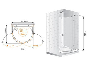 Душевой уголок CEZARES CRYSTAL-O-2-100/85