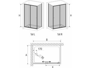Душевой уголок с поддоном AVEK Toll B 80*120 L/R 