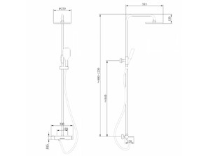Душевая стойка  ABBER Emotion AF8816B с изливом, черная матовая