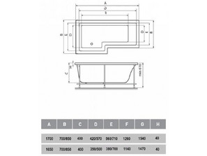 Ванна акриловая Vayer Options 165*70*85