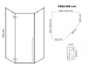 Душевой уголок REA DIAMOND 100*100 Black mat REA-K5623