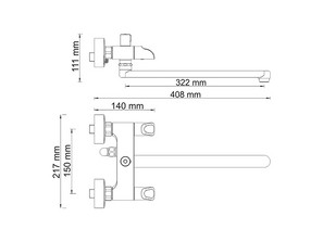 Смеситель для ванны и душа Wasserkraft Lossa 1202L