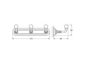 Планка с тремя крючками 3SC Stilmar Chrome STI 002