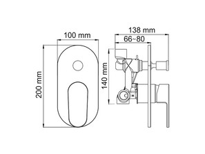 Встраиваемый  смеситель для ванны и душа Wasserkraft Donau 5361
