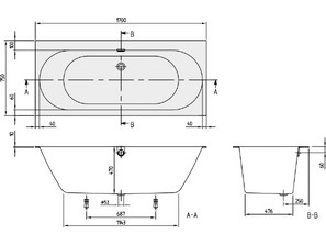 Ванна квариловая  Villeroy & Boch Oberon 2.0 170*75 UBQ170OBR2DV-01