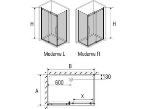 Душевой уголок c поддоном AVEK Moderne 80*120 L/R