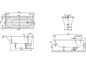 Ванна квариловая  Villeroy & Boch Oberon 160*75 UBQ160OBE2V-01