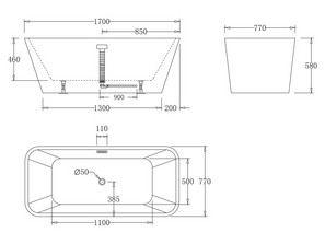 Свободностоящая акриловая ванна BelBagno BB60-1700