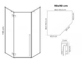 Душевой уголок REA DIAMOND 90*90 GOLD REA-K4904