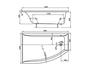Ванна акриловая VAGNERPLAST  Veronela offset 160*105