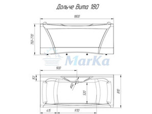 Ванна акриловая 1MarKa  Dolche Vita 180х80 