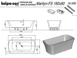 Ванна акриловая Kolpa-san Marilyn FS BASIS 180*90