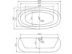 Свободностоящая акриловая ванна BelBagno BB18-NERO/BIA