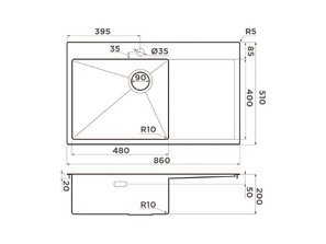 Мойка для кухни Omoikiri AKISAME 86 SIDE LG-L