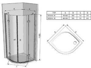Душевой уголок RAVAK SmartLine  SMSKK4-90