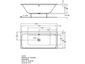 Ванна акриловая  Keramag Design myDay 180х80 F650580000