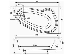 Ванна акриловая VAGNERPLAST Avona 150*90