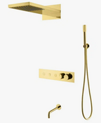 Душевой комплект Boheme Fusion 131-2-CR С ВНУТРЕННЕЙ ЧАСТЬЮ, термостат, Gold