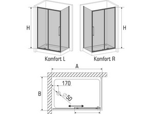 Душевой уголок AVEK Komfort 70*150 L/R