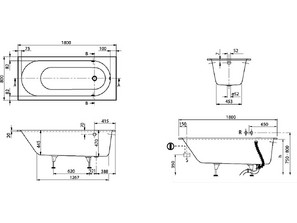 Ванна квариловая  Villeroy & Boch Oberon 180*80 UBQ180OBE2V-01