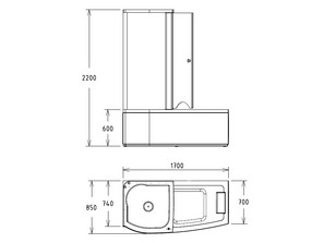Ванна акриловая комбинированная GEMY G 8040 С L (ванна + душевая кабина)