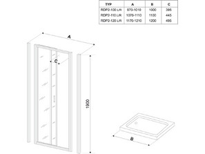 Душевая дверь RAVAK  Rapier NRDP2 100