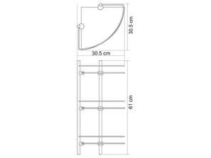 Полка стеклянная тройная угловая Wasserkraft Exter K-3533