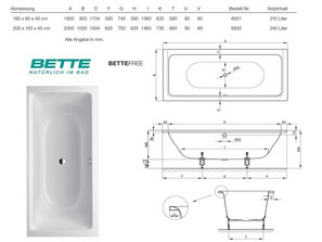 Ванна керамостальная Bette BETTEFREE 200*100