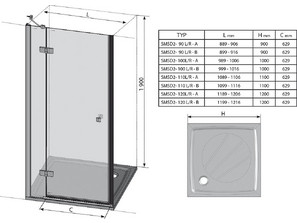 Душевая дверь RAVAK SmartLine  SMSD2 100