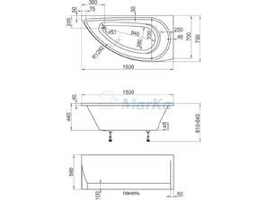 Ванна акриловая 1MarKa Piccolo 150*75 L/R