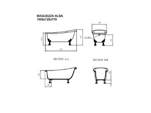  Ванна свободностоящая Magliezza Alba 155x72 бронза