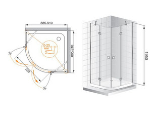 Душевой уголок CEZARES CRYSTAL-R-2-90*90