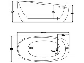 Свободностоящая акриловая ванна BelBagno BB50-1700 г/м
