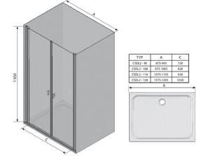 Душевая дверь RAVAK Chrome CSDL2 100