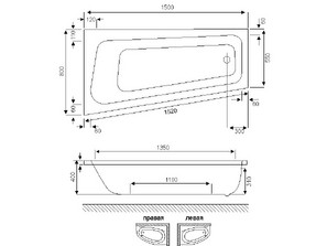 Ванна акриловая Excellent Ava Comfort 150*80 L/R