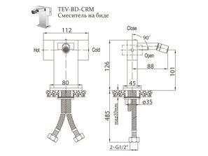 СМЕСИТЕЛЬ для биде BelBagno TEVERE TEV-BD-CRM